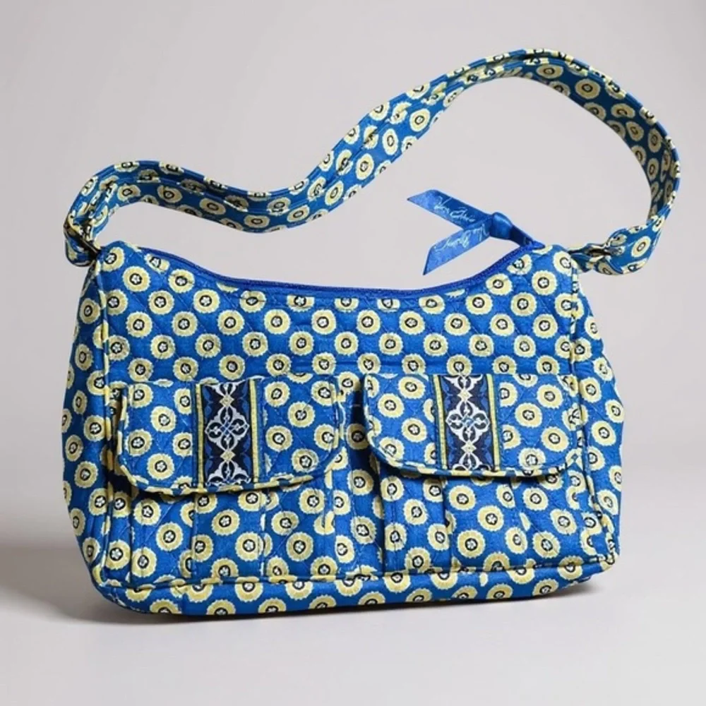 VERA BRADLEY Libby Crossbody Shoulder Handbag Purse Riviera Blue /yellow NWOT